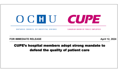 CUPE’s hospital members adopt strong mandate to defend the quality of patient care